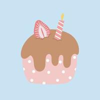 cupcake au chocolat anniversaire cupcake illustration vectorielle gratuite vecteur