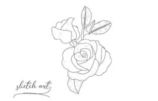 belle main dessinée fleur rose croquis illustration vectorielle. vecteur