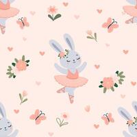 mignonne lapin sans couture modèle et camomille vecteur