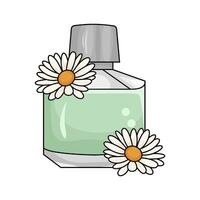 parfum bouteille vaporisateur avec Marguerite fleur illustration vecteur