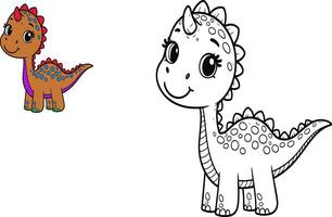 illustration de éducatif coloration livre vecteur-dinosaure, brontosaure vecteur