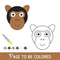 visage de singe drôle à colorier, le livre de coloriage pour les enfants d'âge préscolaire avec un niveau de jeu éducatif facile. vecteur