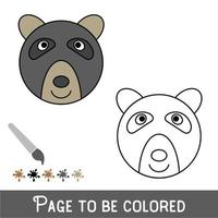 visage d'ours drôle à colorier, le livre de coloriage pour les enfants d'âge préscolaire avec un niveau de jeu éducatif facile. vecteur