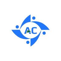 ac logo. une c conception. blanc ac lettre. courant alternatif, une c lettre logo conception. initiale lettre ac lié cercle majuscule monogramme logo. pro vecteur