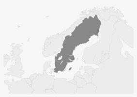 carte de L'Europe  avec Souligné Suède carte vecteur