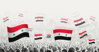 abstrait foule avec drapeau de Syrie. les peuples manifestation, révolution, la grève et manifestation avec drapeau de Syrie. vecteur