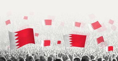 abstrait foule avec drapeau de bahreïn. les peuples manifestation, révolution, la grève et manifestation avec drapeau de bahreïn. vecteur