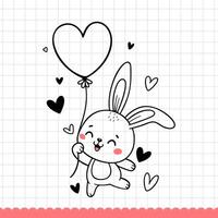 mignonne bébé lapin avec cœur en forme de ballon. vecteur illustration.