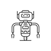 robot ou droïde sur roue ligne et contour icône vecteur