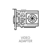 vidéo adaptateur ligne icône, GPU ordinateur Matériel vecteur