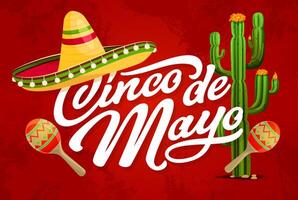 cinco de mayo mexicain vacances bannière avec sombrero vecteur