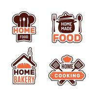 maison cuisine logo cuisine badges vecteur collection boulangerie silhouettes illustrations vectorielles cuisine fait maison tablier cuisine maison