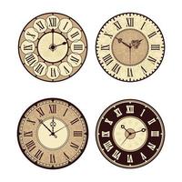 Horloge vintage montres en métal antique élégantes illustrations vectorielles minute numéro d'horloge visage romain classique