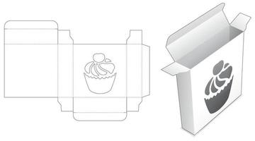 boîte en fer blanc avec modèle de découpe de fenêtre de gâteau de tasse vecteur