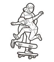 skateboarder action skateboard sport vecteur