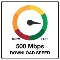 500 Mbps Télécharger vitesse. lent et vite l'Internet mètre, Téléchargement Les données isolé sur blanc Contexte vecteur