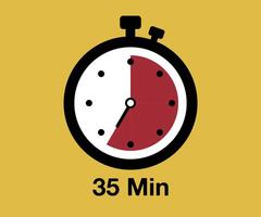35 minuteur signe icône. 35 minutes chronomètre symbole vecteur