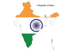 Inde carte avec le drapeau à l'intérieur. vecteur illustration
