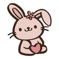 mignonne dessin animé lapin portant une rose coquette chemise séance. Pâques journée vecteur