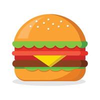 Hamburger plat vecteur illustration sur blanc Contexte