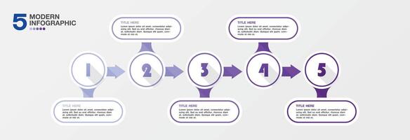 moderne infographie avec 5 pas et affaires Icônes pour présentation. vecteur