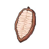 cacao brut Chocolat fruit ouvert. pixel bit rétro Jeu stylé vecteur illustration dessin isolé sur carré blanc Contexte.