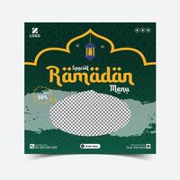 Ramadan kareem iftar nourriture menu social médias Publier conception. super délicieux Ramadan nourriture menu la toile bannière modèle vecteur