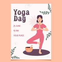 prospectus affiche modèle pour international yoga journée vecteur