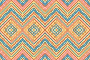 ethnique sans couture modèle avec une géométrique fleur conception bleu Orange Jaune conception pour impression textile tapis vecteur