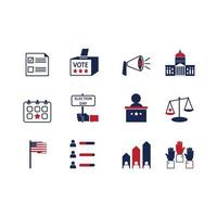 icônes des élections générales américaines vecteur