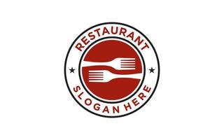 ancien restaurant logo. restaurant badge, affiche avec fourchette. vecteur emblème modèle