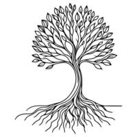 noir silhouette arbre croissance de le sol vecteur illustration sur blanc Contexte