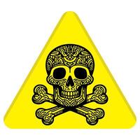 danger Triangle signe avec crâne et os croisés. danger avertissement icône symbole de décès contour vecteur illustration