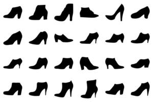 icône ensemble de femmes chaussure silhouette vecteur