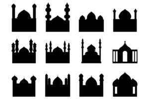 mosquée icône ensemble. islamique religion plat conception vecteur