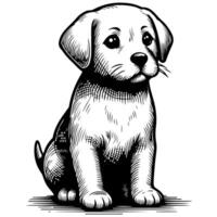 main dessiner ligne art mignonne chiot chien griffonnage, continu Célibataire nettoyer dessin ligne chien dessin animé style coloration livre page pour enfant vecteur illustration sur blanc Contexte