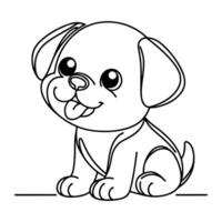 main dessiner ligne art mignonne chiot chien griffonnage, continu Célibataire nettoyer dessin ligne chien dessin animé style coloration livre page pour enfant vecteur illustration sur blanc Contexte