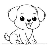 main dessiner ligne art mignonne chiot chien griffonnage, continu Célibataire nettoyer dessin ligne chien dessin animé style coloration livre page pour enfant vecteur illustration sur blanc Contexte