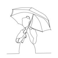 continu un ligne parapluie dessin des illustrations et vecteurs conception vecteur