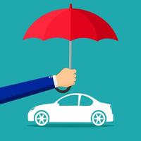 se dérouler le parapluie à protéger le auto. voiture Assurance conception vecteur