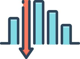 vecteur Couleur icône pour vers le bas