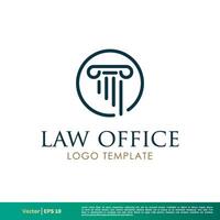 pilier grec, colonne loi bureau, loi entreprise, avocat icône vecteur logo modèle illustration conception. vecteur eps dix.