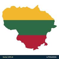 Lituanie - L'Europe  des pays carte et drapeau vecteur icône modèle illustration conception. vecteur eps dix.