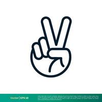 paix, la victoire geste doigt icône vecteur logo modèle illustration conception eps dix.