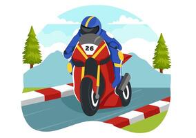 courses motosport la vitesse bicyclette vecteur illustration pour compétition ou championnat course par portant tenue de sport et équipement dans plat dessin animé Contexte