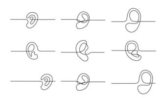 Humain oreille continu un ligne dessin. monde sourd journée Célibataire ligne concept vecteur