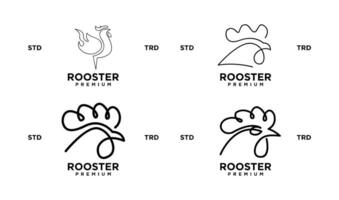 coq ligne contour monoline logo vecteur icône illustration