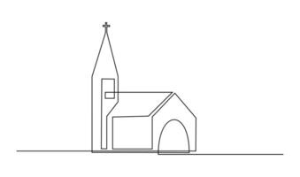 église un ligne dessin isolé sur blanc Contexte vecteur