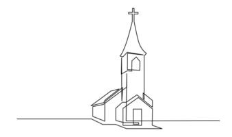 église un ligne dessin isolé sur blanc Contexte vecteur