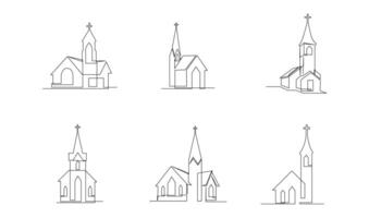 église un ligne dessin isolé sur blanc Contexte vecteur